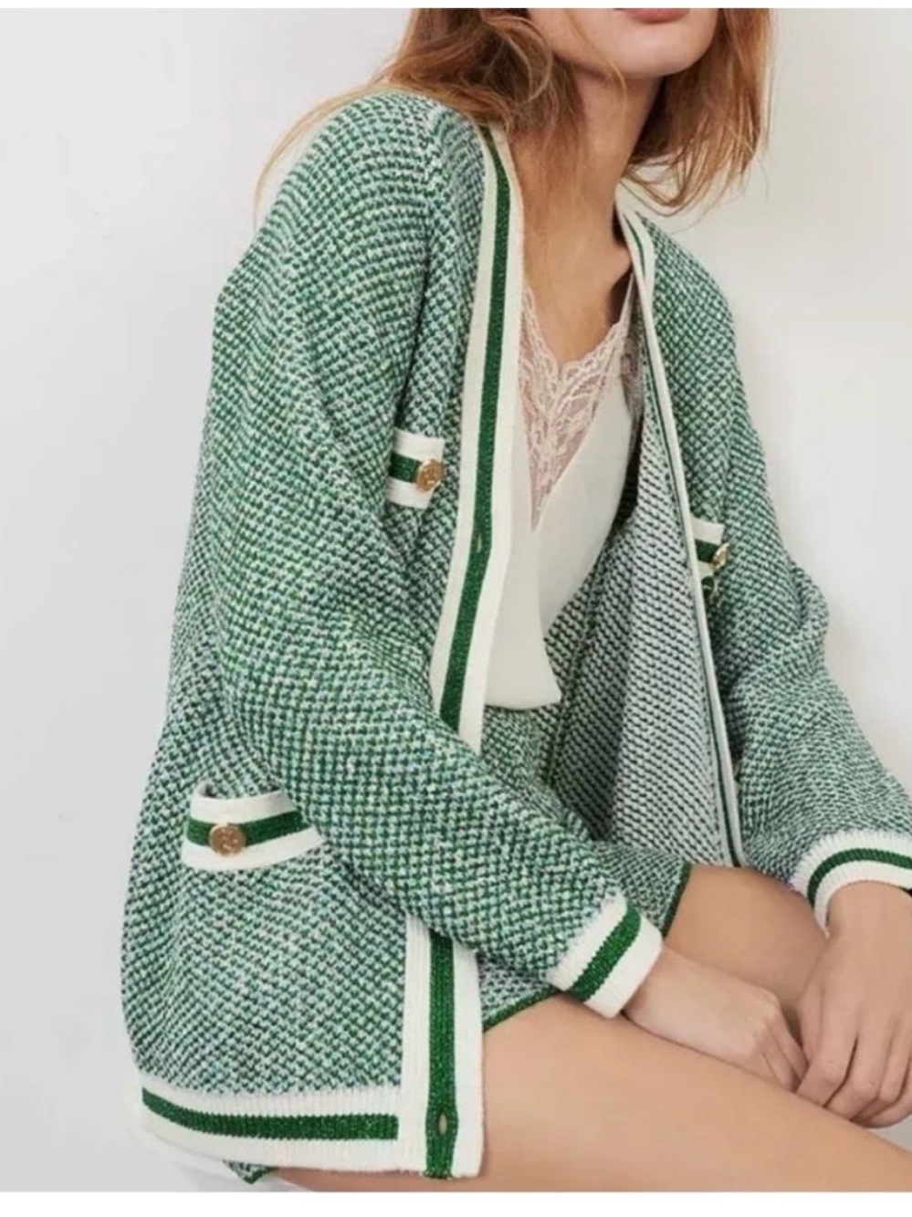 Maje cardigan - ecru green
